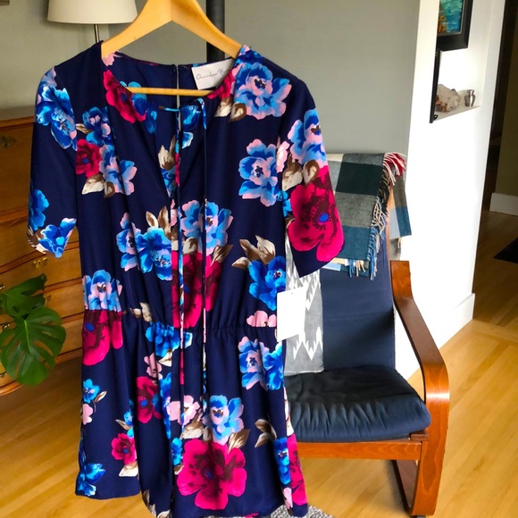 NWT Charles Henry - M - Navy floral romper - Picture 1 of 6